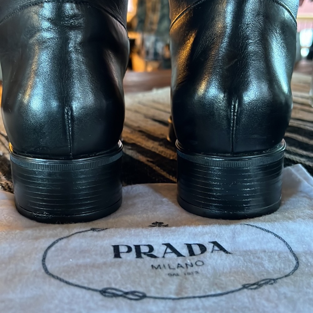 PRADA Pull-on Lug Leather Boots Size 39 - Picture 5 of 7